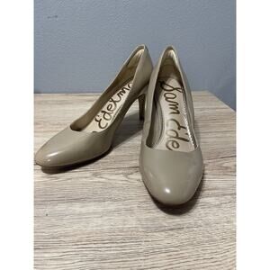 Sam Edelman Heels Womens Size 10 Beige Cushioned Footbed Round Toe 3 Inch Heel